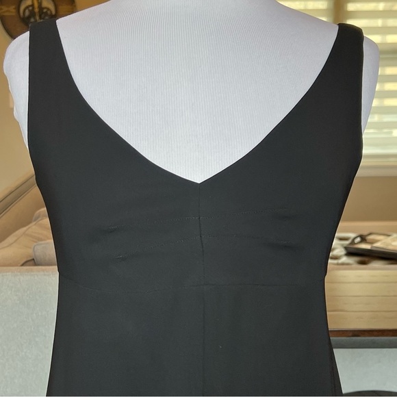 Y2K J.Crew Black Midi Dress V-Front & Back size 6 8 M Fit & Flare - Picture 3 of 15